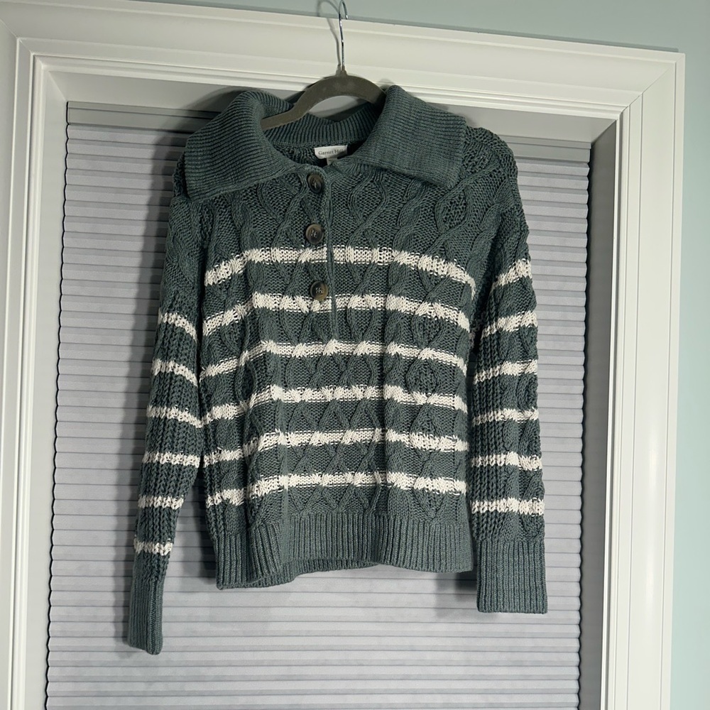 Linen & cotton blend striped sweater from Garnet Hill